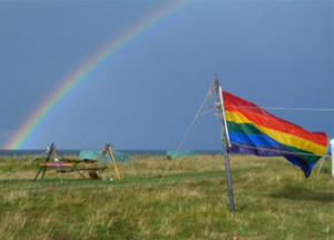 Rainbow in field
